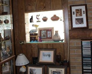 Pottery, Framed Art, Pelican Lamp, Star Shelf, Native American Art