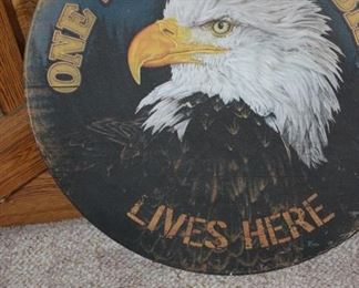 Round Wood Eagle Sign