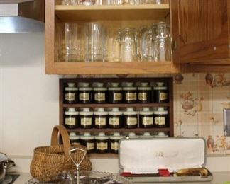 Glasses, Lazy Susan (Spice rack is built in-& not for sale)