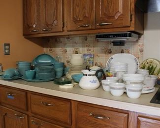 Mid C Dishes , Vintage Salem Mid Century Modern North Star Atomic Burst, and Corning Ware