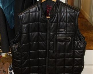 Leather Motor Cycle Quilted Vest, Davoucci Leather Vest