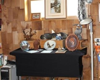 Eage Collectibles, Metal Carved Eagles, Decorator Plates, Floor Lamps, Computer, Office Supplies