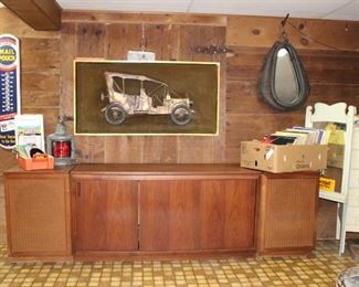 Fisher Garrard Stereo, Mail Pouch Sign, Metal Car Wall hanging, Horse Collar, Car Art, 45 Records, including Elvis Records, 60's 70's and more, 33 Records, Lanterns,