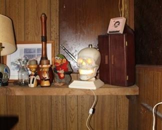 Skull Light and Novelities and Carrying Bags and Suitcase and Camping Equipment, some not showing