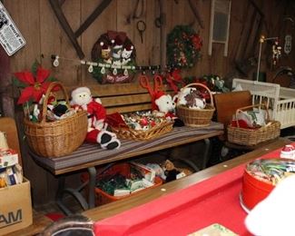 Park Bench and Christmas Decorations