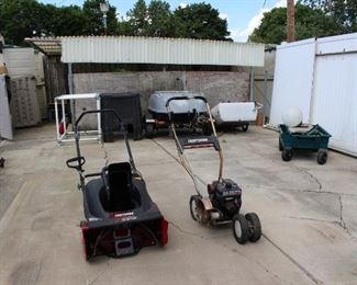 Toro Snow Blower, Craftsman Edger & Trailers & Water Carriers & Wheelbarrow, 