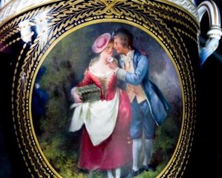 COURTING SCENE ON ONE SIDE OF KPM PORCELAIN LAMP 