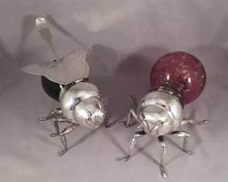 PHENOMENAL ANTIQUE ENGLISH SILVER PLATE BEE FORM HONEY POTS - THESE ARE HUPER HARD TO COME BY AND YOU WILL BID ON (2) OF THEM STARTING AT $25!!!  