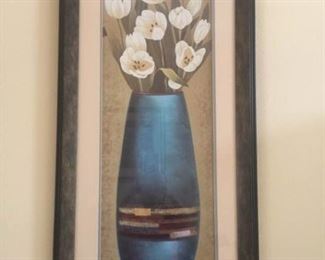 2 Complementary Blue Vase Flower Prints