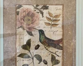 Black and Gold Frame with Bird Print