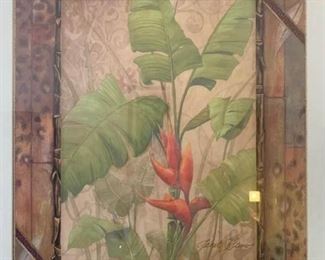 Gold Framed Leaves Print with Cheetah Accents