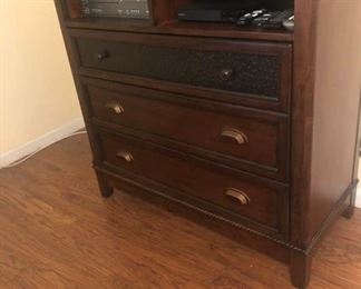 Iron and Wood Dresser with TV Compartments