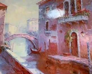Large Italian Waterway Canvas