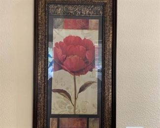 Wooden Framed Red Flower Print