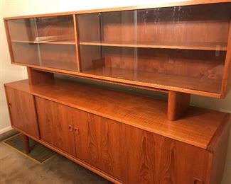 Absolutely stunning teak buffet and hutch. Made in Denmark by Dyrlund.