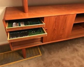 Absolutely stunning teak buffet and hutch. Made in Denmark by Dyrlund.