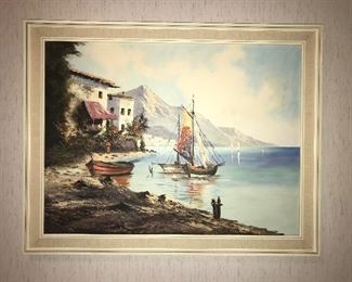 $300
Mid century painting, oil on canvas, signed (illegible).