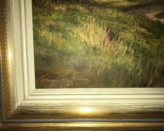 Mid century landscape, oil on canvas, signed (illegible).