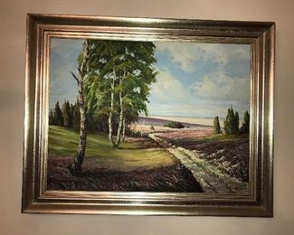 $280
Mid century painting, oil on canvas, signed Huller.