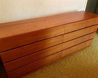 Vintage Danish Modern 8-drawer dresser, made in Denmark by Vinde Mobelfabrik.