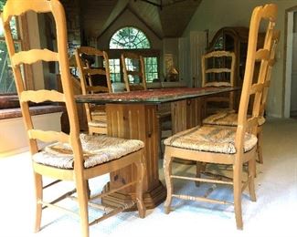 Tall ladder back chairs with rush bottom 