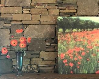 Poppies in vases ~ Painting of Poppies in a field