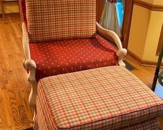 Custom upholstered chair and ottoman -very heavy and wide