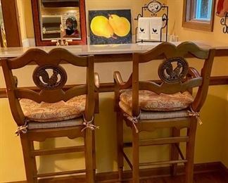 Whimsical Rooster backed Barstools