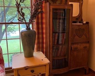 Yellow distressed side table