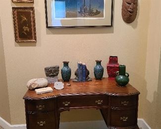 Antique desk Elton Bennett African mask Fossils