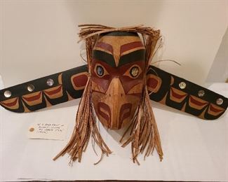 Lot 4 Haida Eagle in flight cedar mask Ed Shane 11 x 31 1960s 