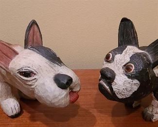 Pair Folk Art carved dogs no signature