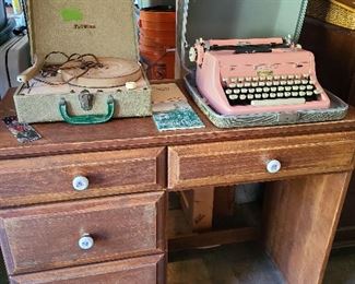 vintage desk record player typewriter