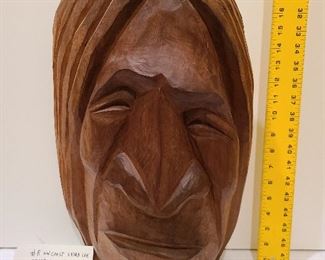 Lot 8 NW Coast Salish Extra Large Head Cedar, Rocky Mathis Joe 18 " signed 1973