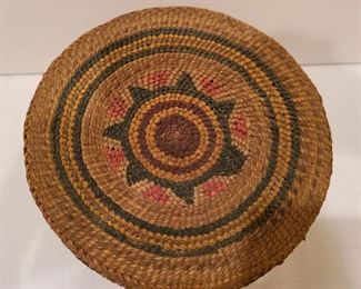 Lot 14 early Makah Basket the Whale Hunt detail of top