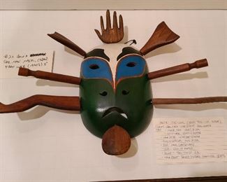 Lot 21 Haida Eskimo Seal Man Mask Cedar Fred Luke 11 inches 1940s