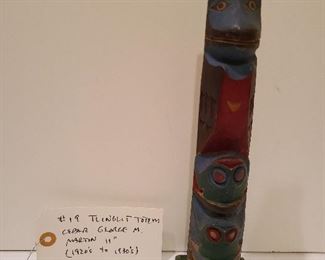 Lot 19 Tlinglit Totem Cedar George M Martin Frogs Beneath Bird 11 inches 1950s