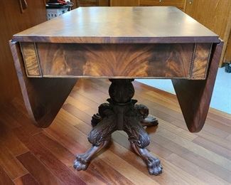 Pres Van Buren family burl tea table drop leaf