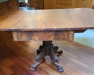 Pres Van Buren family burl tea table drop leaf circa 1930s