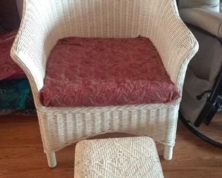 Wicker chair & ottoman