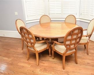1. Henredon Quality Eight 8 Piece Dining Table and Seven Chairs