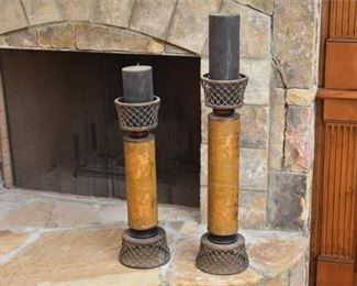 8. Pair Of Decorative Column Form Candle Holders
