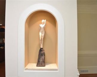 28. Attilias Sculpture Female Nude on Stylized Stone Plinth