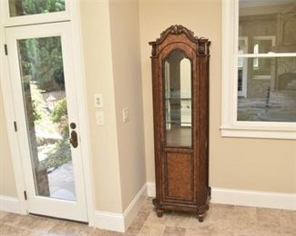 29. Carved Burl Wood Style Vitrine Cabinet