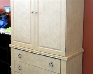 3 Drawer Armoire With Nickel Finish Hardware, 82.25" x 44.5" x 21.5"