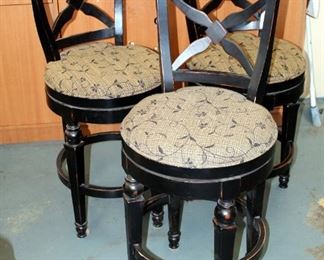 Hillsdale Furniture Solid Wood Bar Stools With Upholstered Swivel Seats, Qty 3, Seat Back 43.5" And Seat Height 27.5"