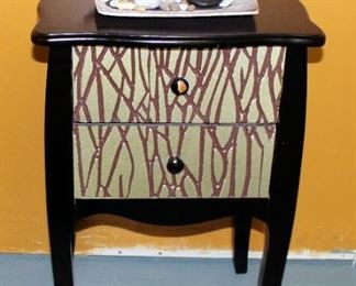 2 Drawer Accent Table 26.5" x 17.5" x 13.5" With Decorative Tabletop Zen/Rock Garden, Votives, And Friends Sign