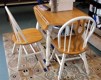 Solid Wood Drop Leaf Kitchen Table With 2 Chairs, Table Measures 30" x 42" Round