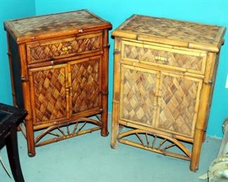 Single Drawer Woven Rattan Accent Cabinets, 31.5" x 22" x 13.5", Qty 2