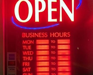 Newon LED "Open" Sign, 23.5" x 20.25", Includes Decals, Powers On